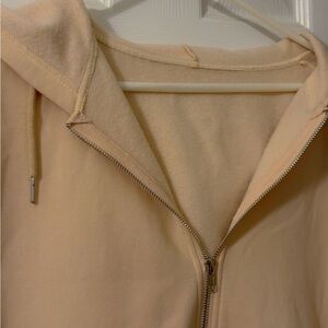 Cream Hooded Women's Warm Zip Up Hoodie Jacket